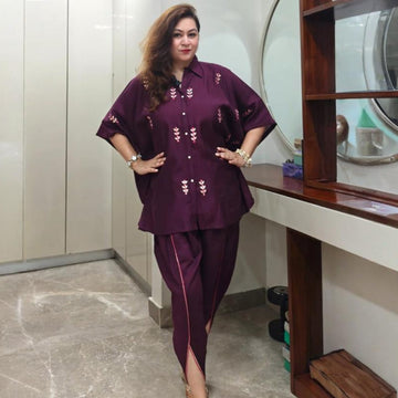 Fuchsia Flow Short Kaftan Set