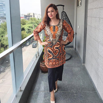 Boho Rust & Black Crepe Coord Set – Bold Prints, Breezy Comfort