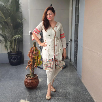 Ivory Angrakha-Style Embroidered Ethnic Coord Set