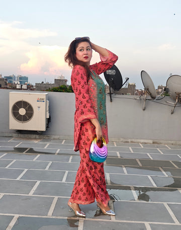 Gulnaar Mirror-Embroidered Crepe Coordset