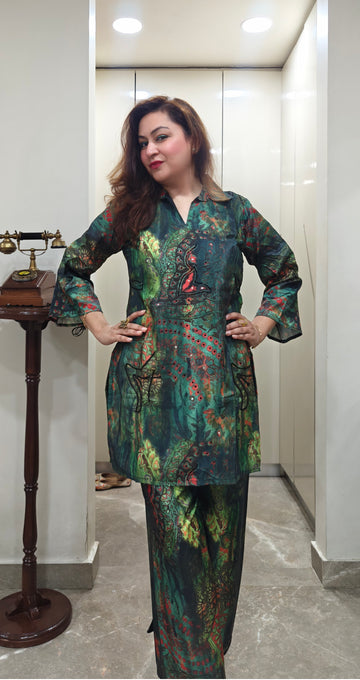 Banaras Garden Semi-Crepe Coord Set