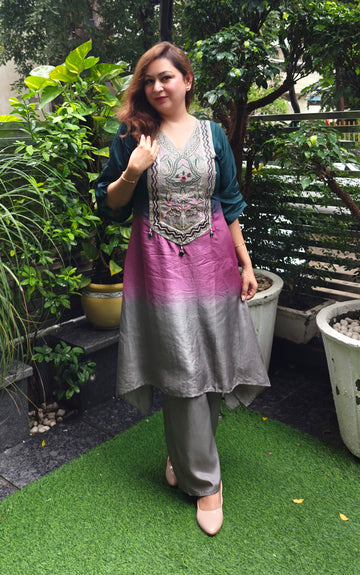 Zinnia Ombre Embroidered Coord Set