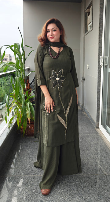 Olive Bloom Sharara Suit