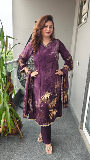 Royal Orchid Crepe Long Suit