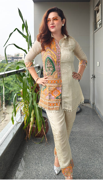 Royal Heritage Jacquard Half-n-Half Coord Set