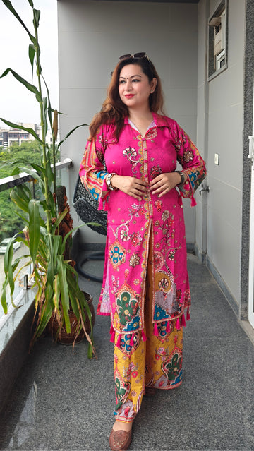 Fuchsia Sunshine Semi Crepe Coord Set