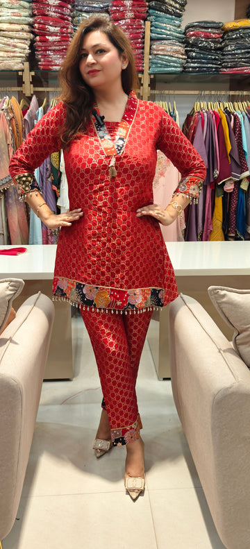 Banarasi Red Elegance Coord Set