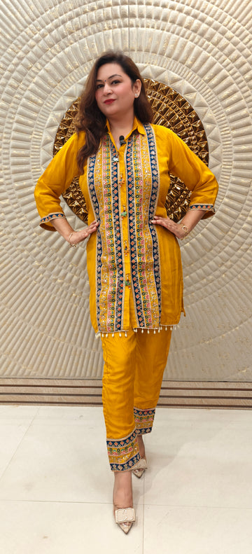 Yellow Charm Crepe Coord Set