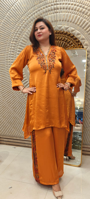 Amber Radiance Silk Coord Set
