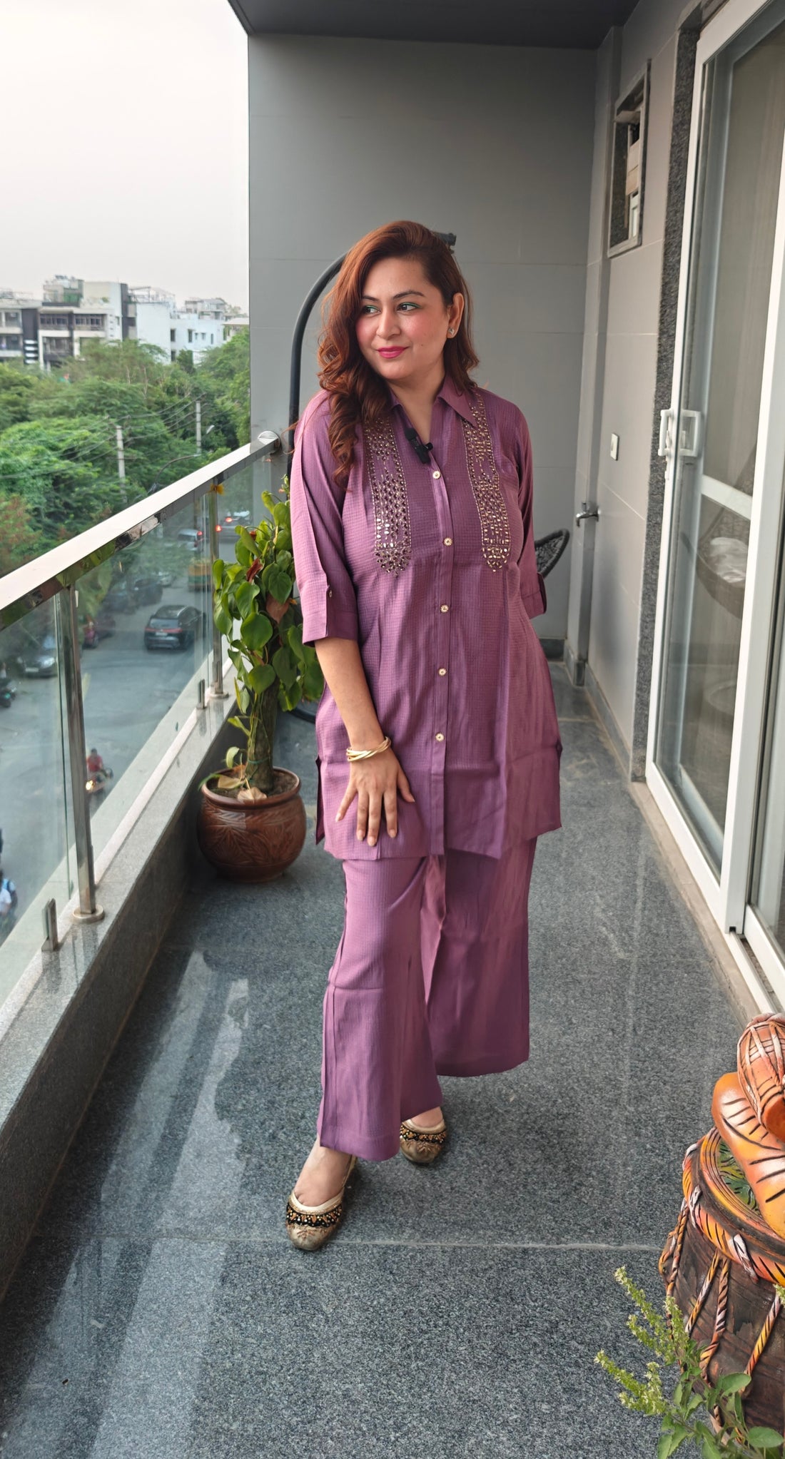 Elegant Handwork Coord Set – Plum Perfection