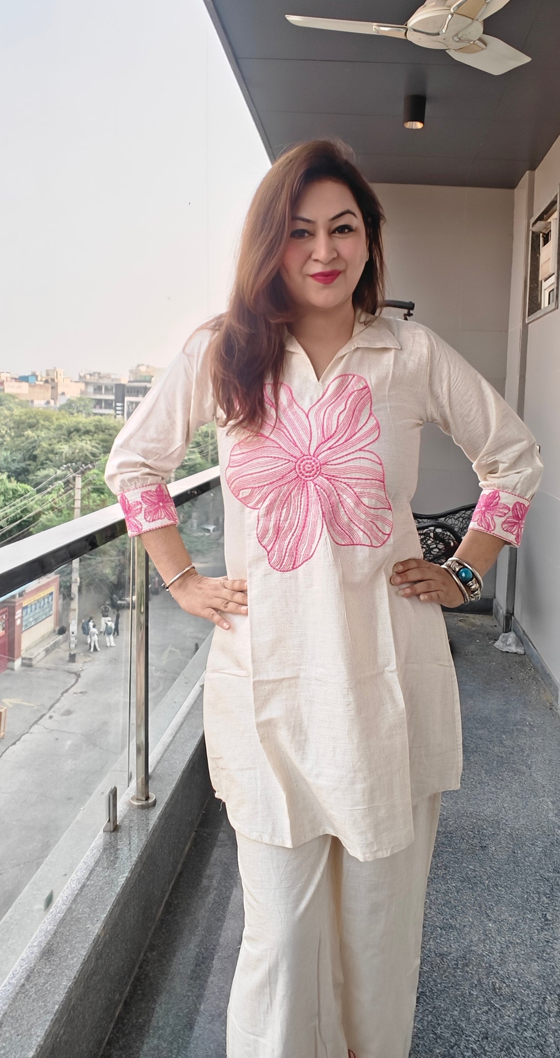 Elegant Cream Embroidered Ethnic Coord Set