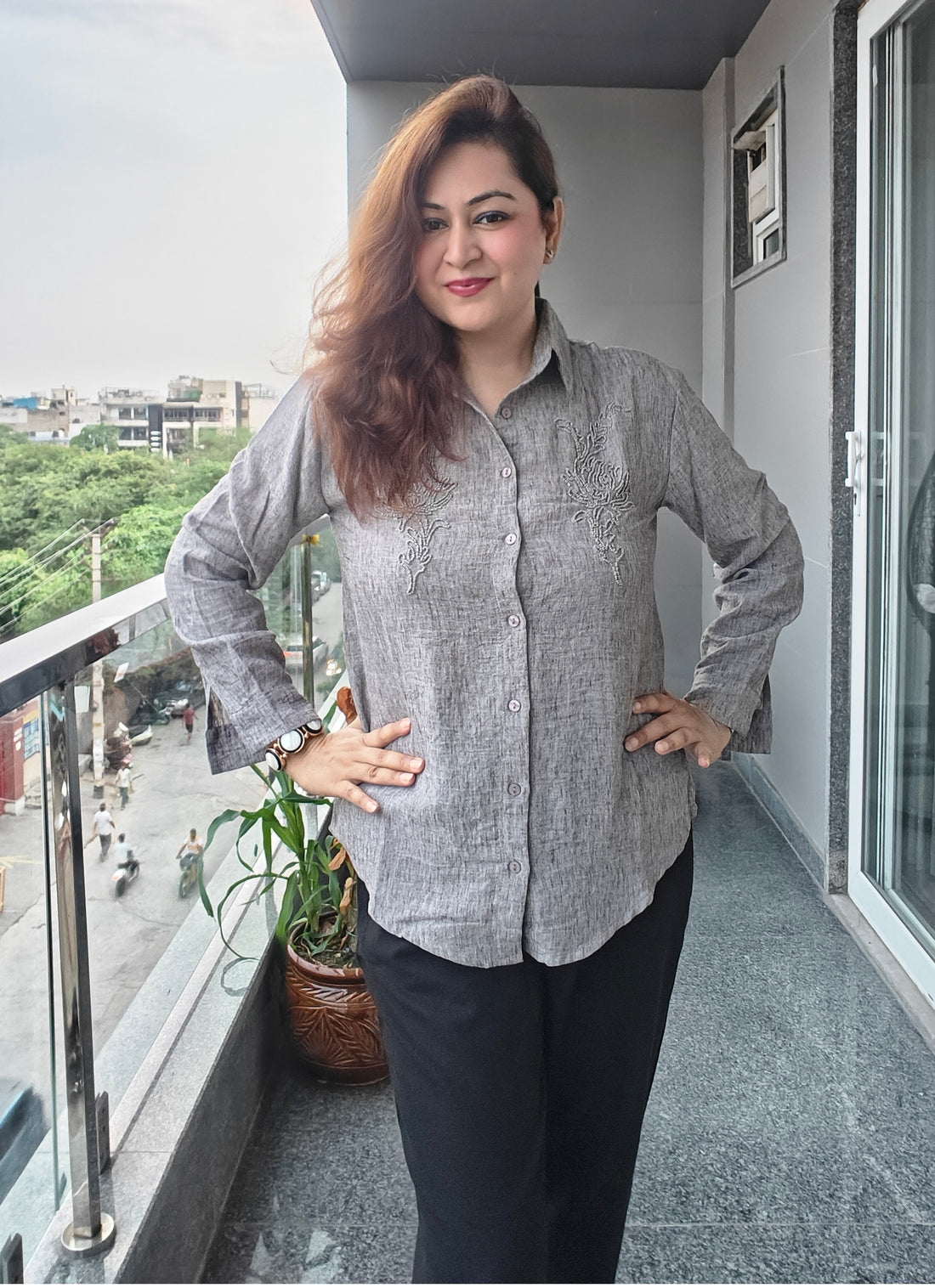 Slate Grey Shirt Coord Set