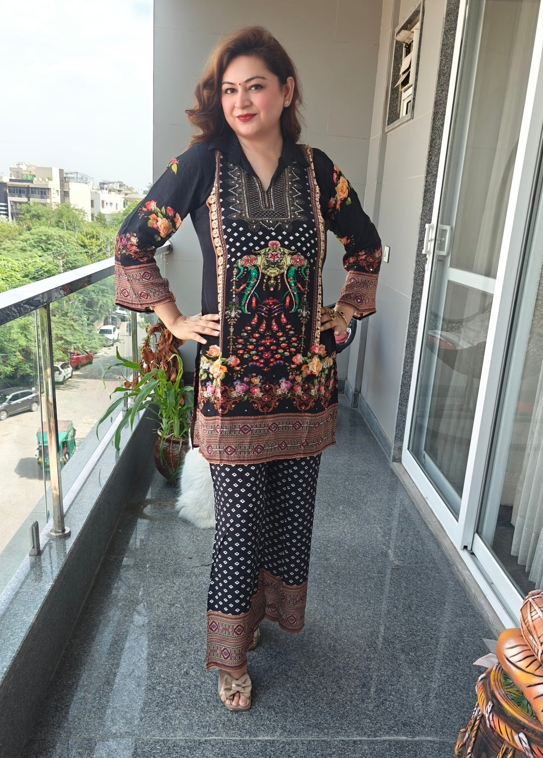 Zarina Black Crepe Coord Set