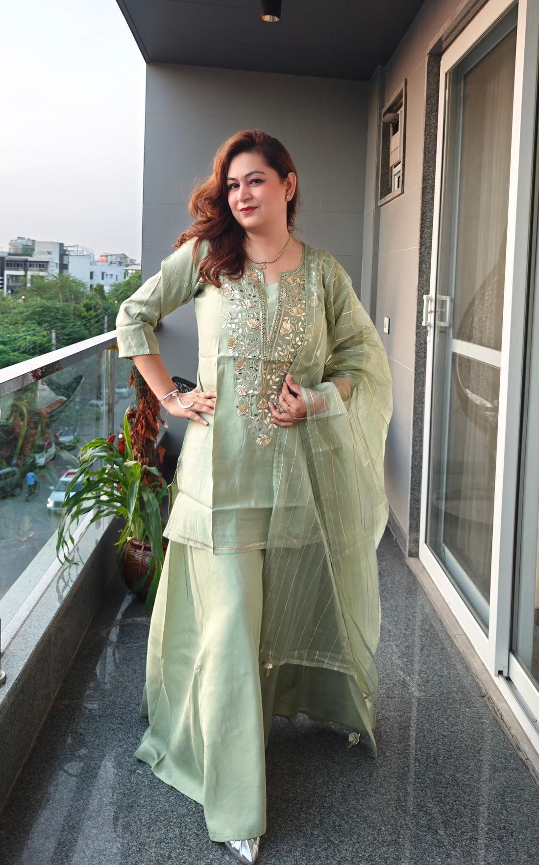 Mauve Mirage Mirror Work Suit Set