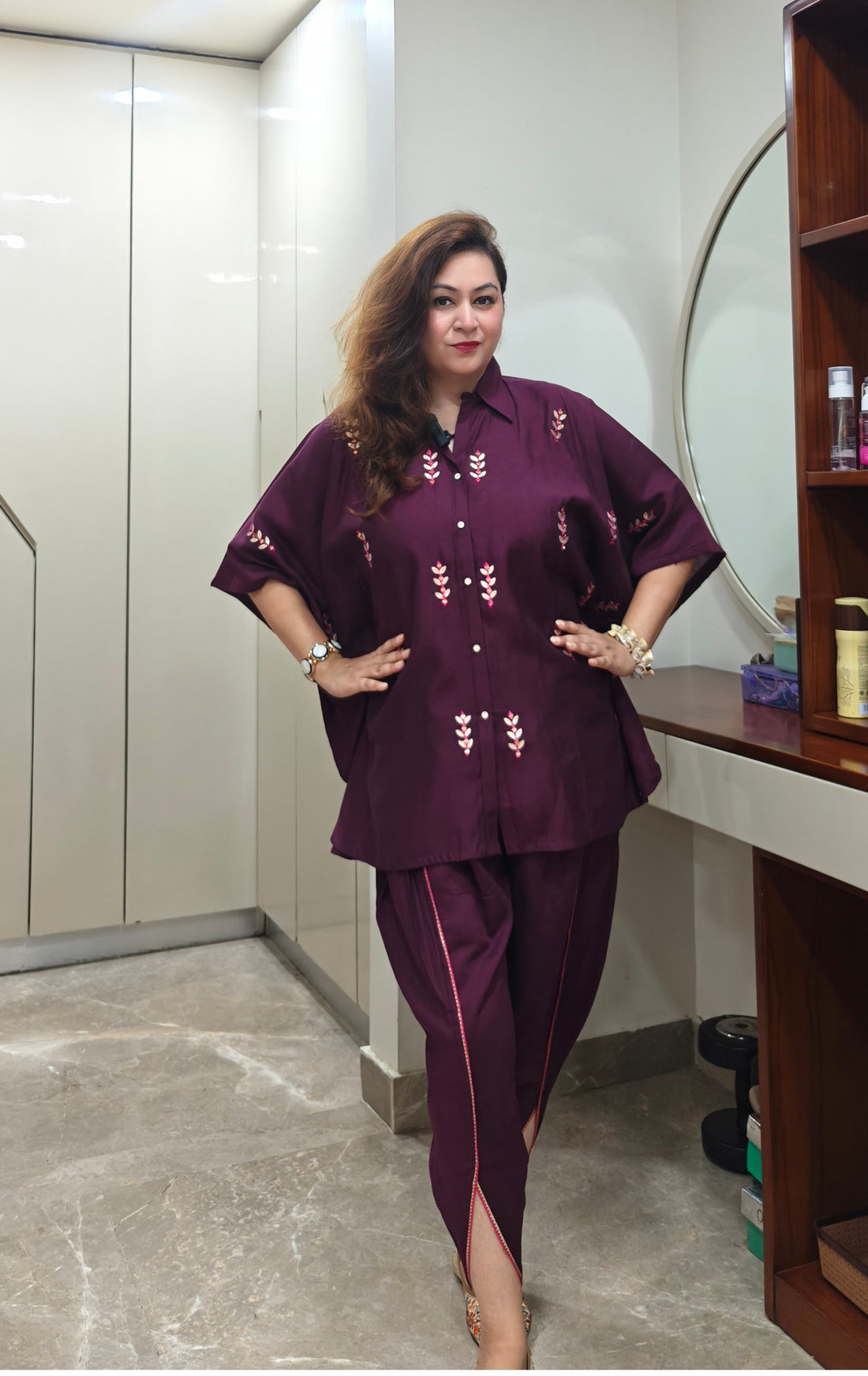 Fuchsia Flow Short Kaftan Set