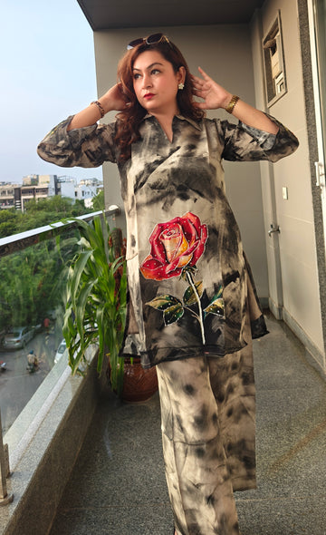 Rose Noir Crepe Coord Set