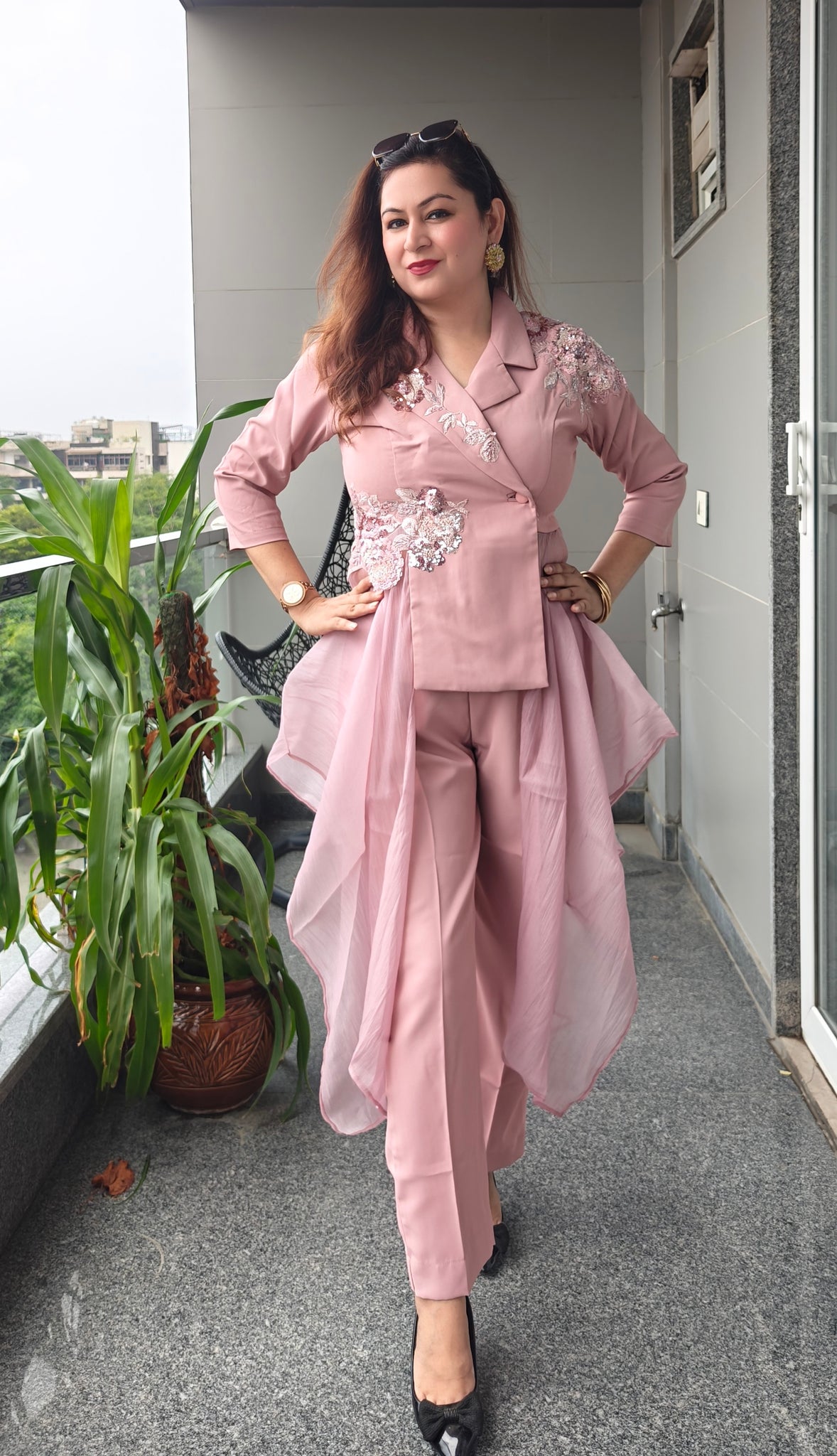 Blush Orchid Cape Trouser Set