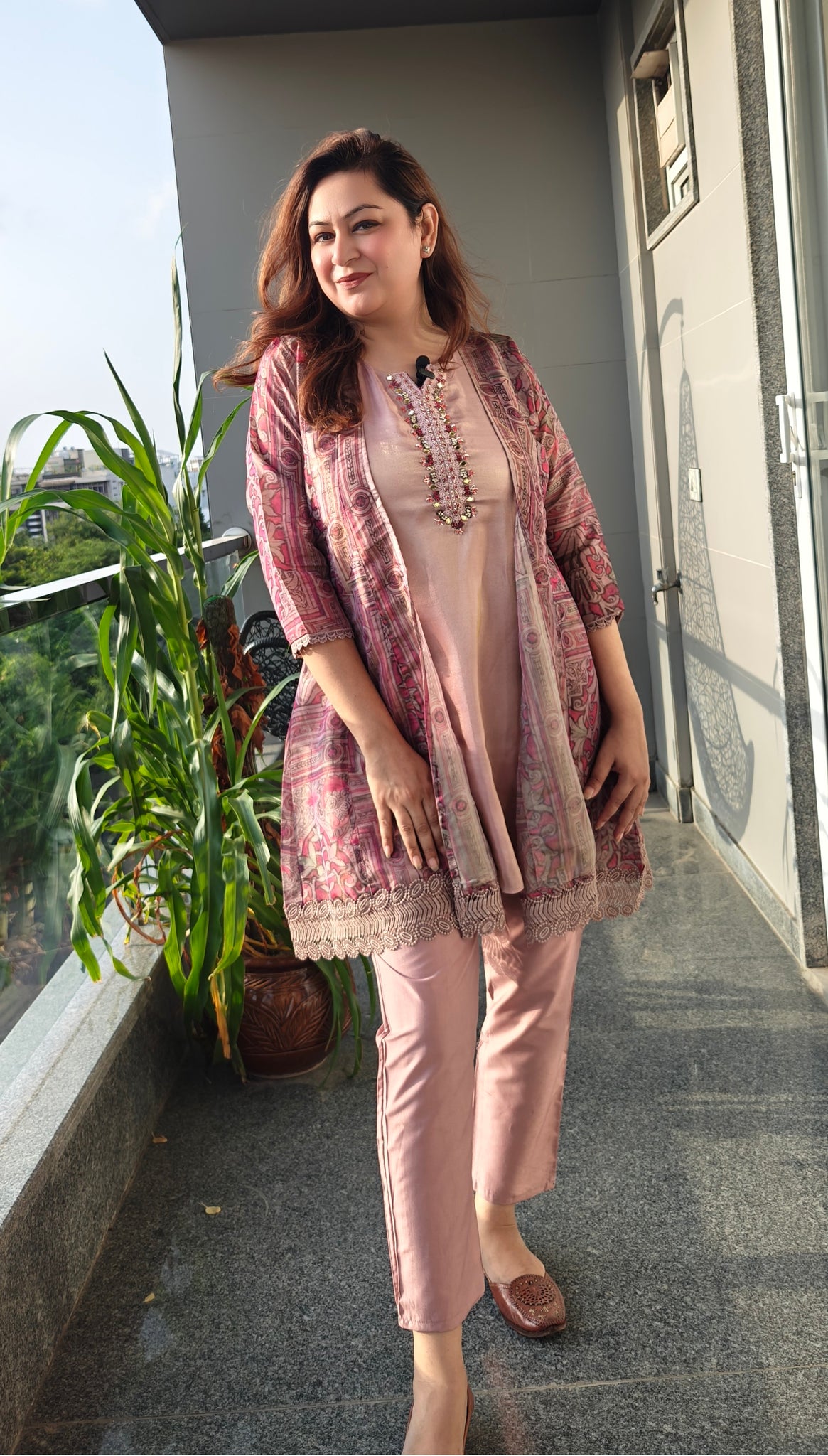 Gulnaar Pink Jacket Coord Set