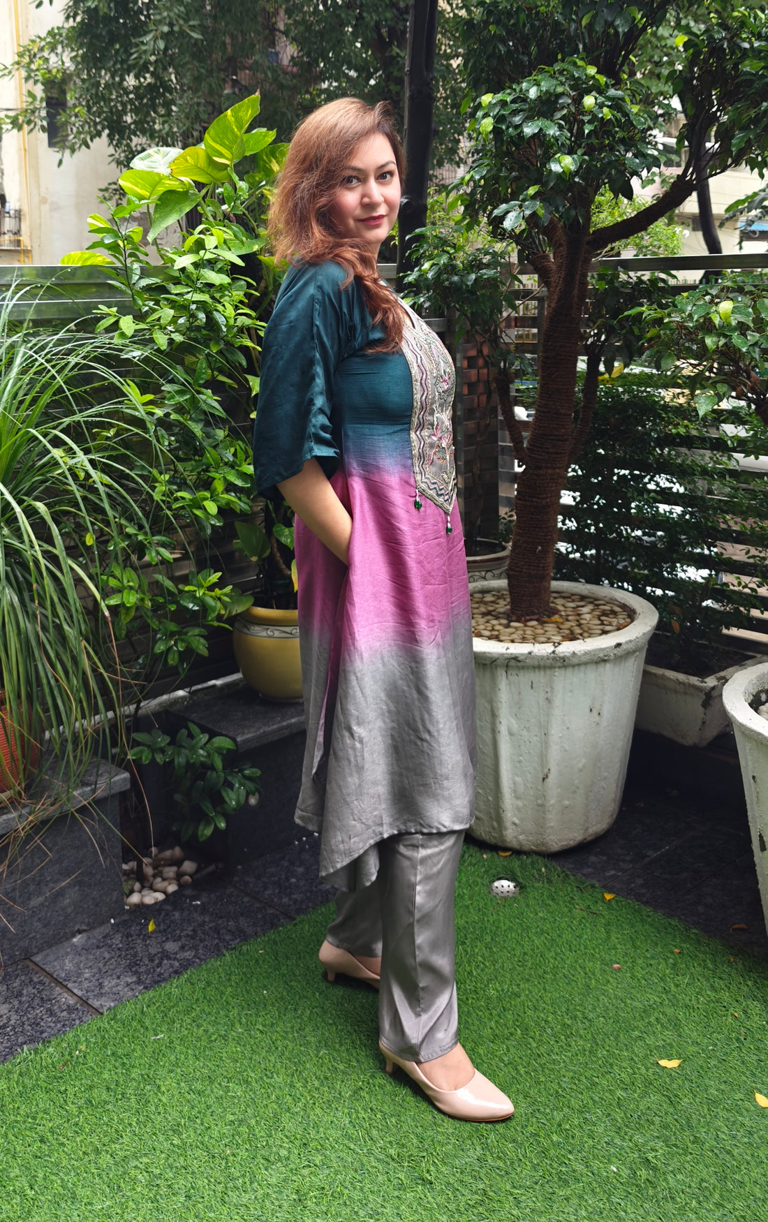 Zinnia Ombre Embroidered Coord Set