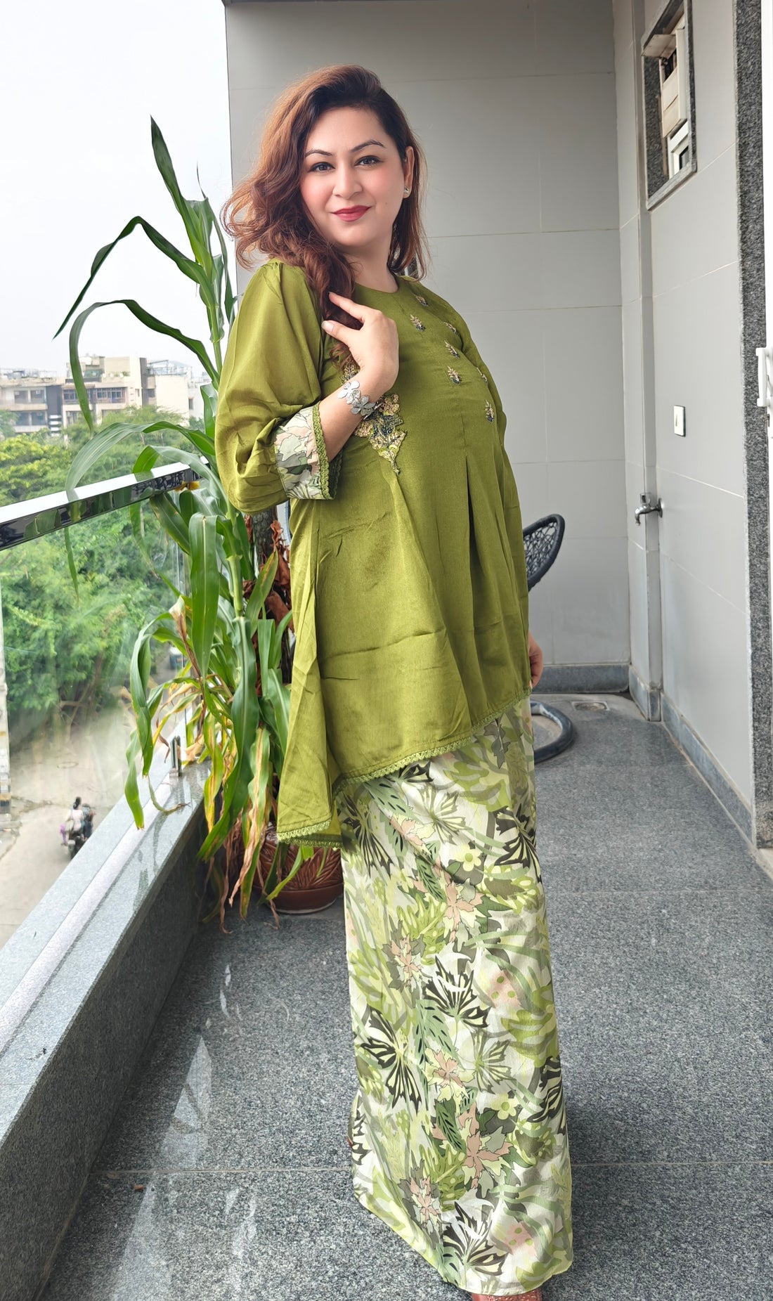 Elegant Green Chinon Coord Set