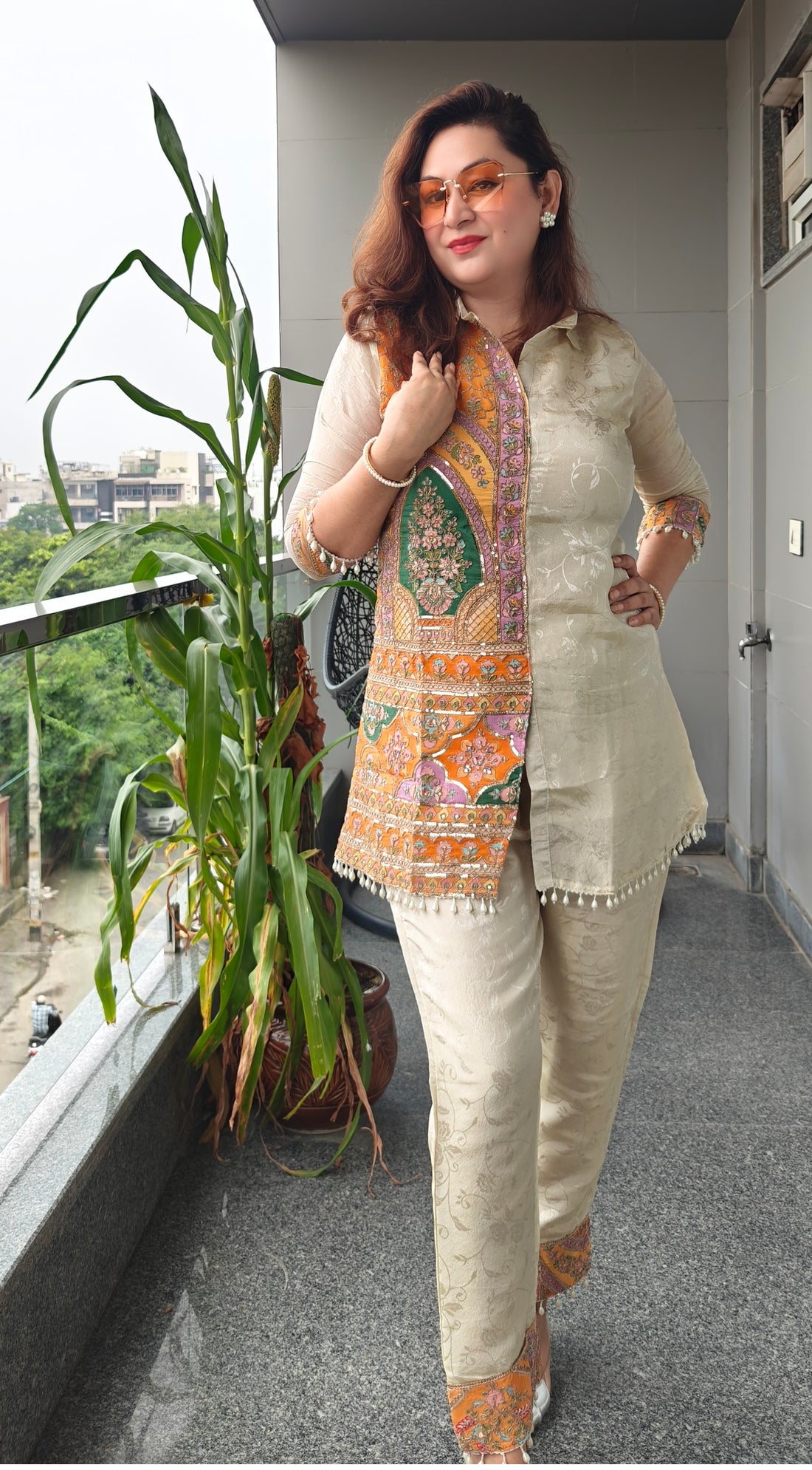 Royal Heritage Jacquard Half-n-Half Coord Set