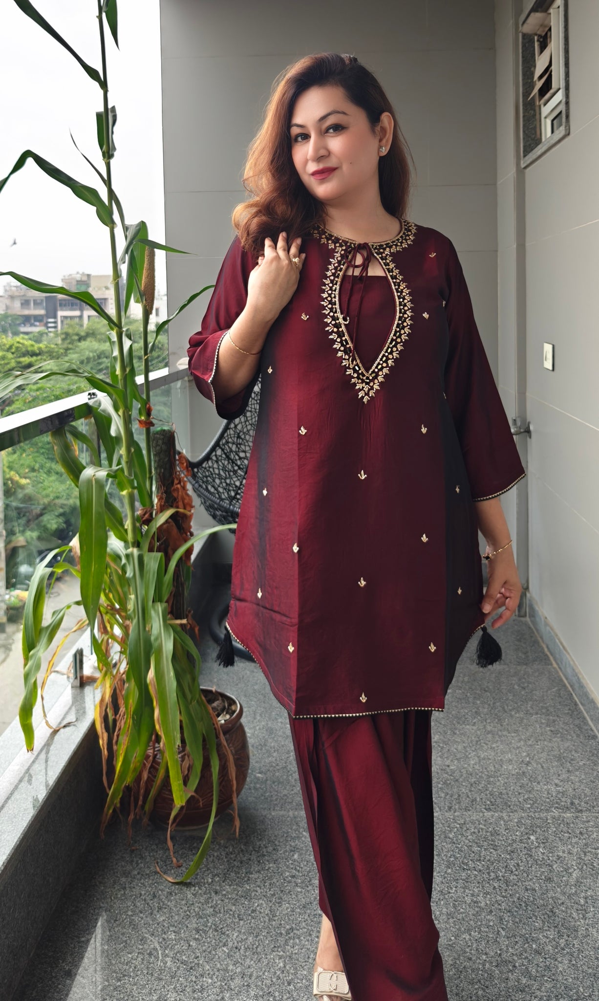 Maroon Elegance Farshi Salwar Set