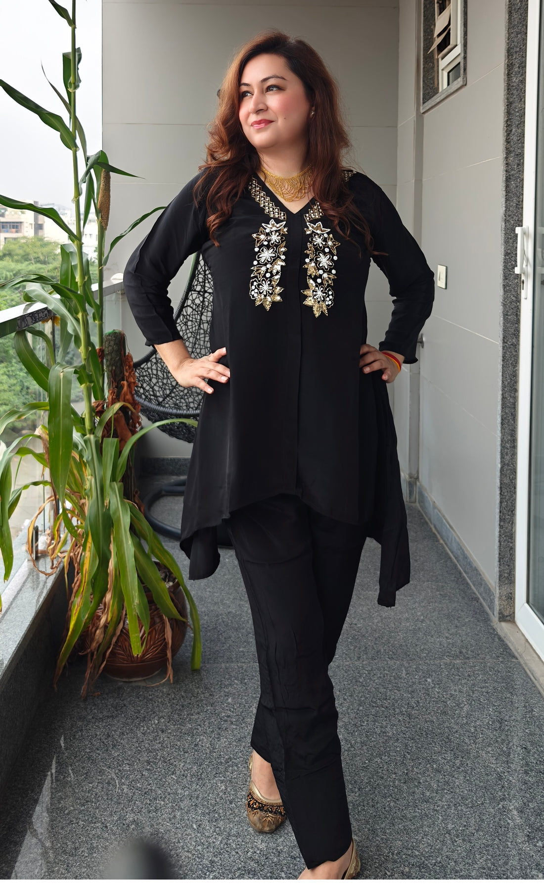 Crepe Farshi Embroidered Coord Set