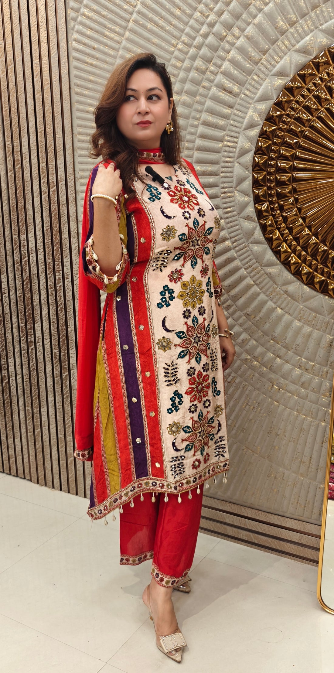 Heritage Bloom A-Line Red Suit
