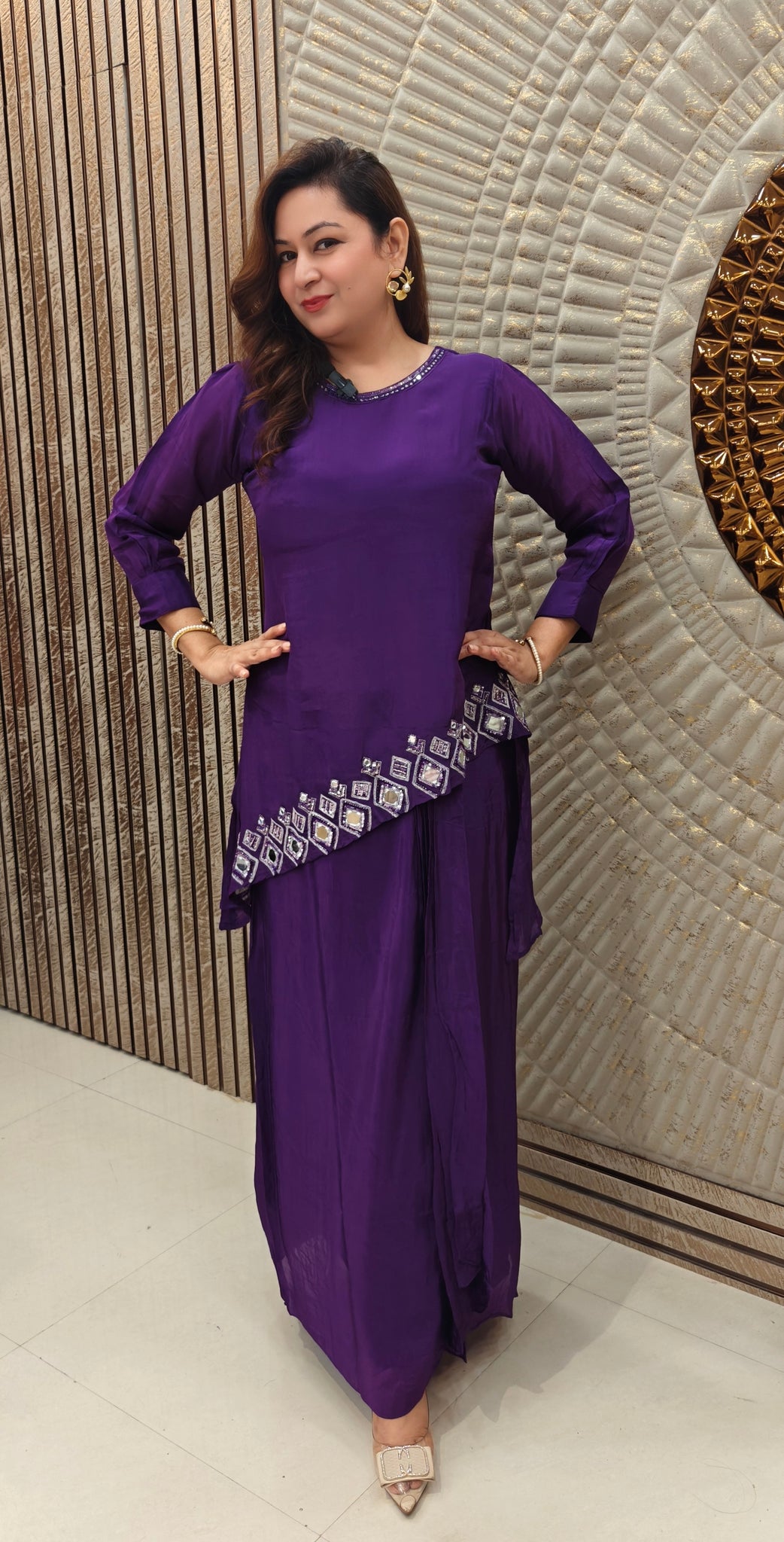 Royal Orchid Slant Indo-Western Drape Set