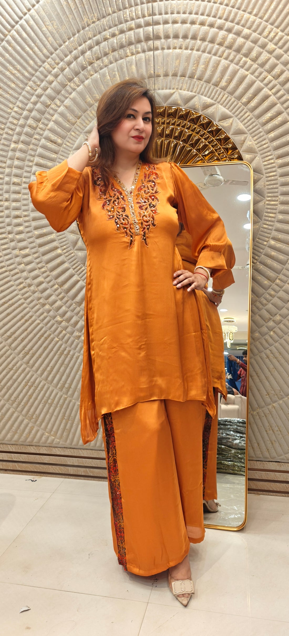 Amber Radiance Silk Coord Set