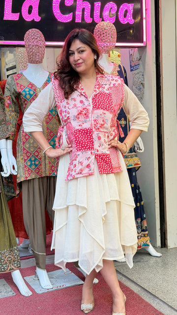 Gulabi Patchwork Layered Dress with Jacket