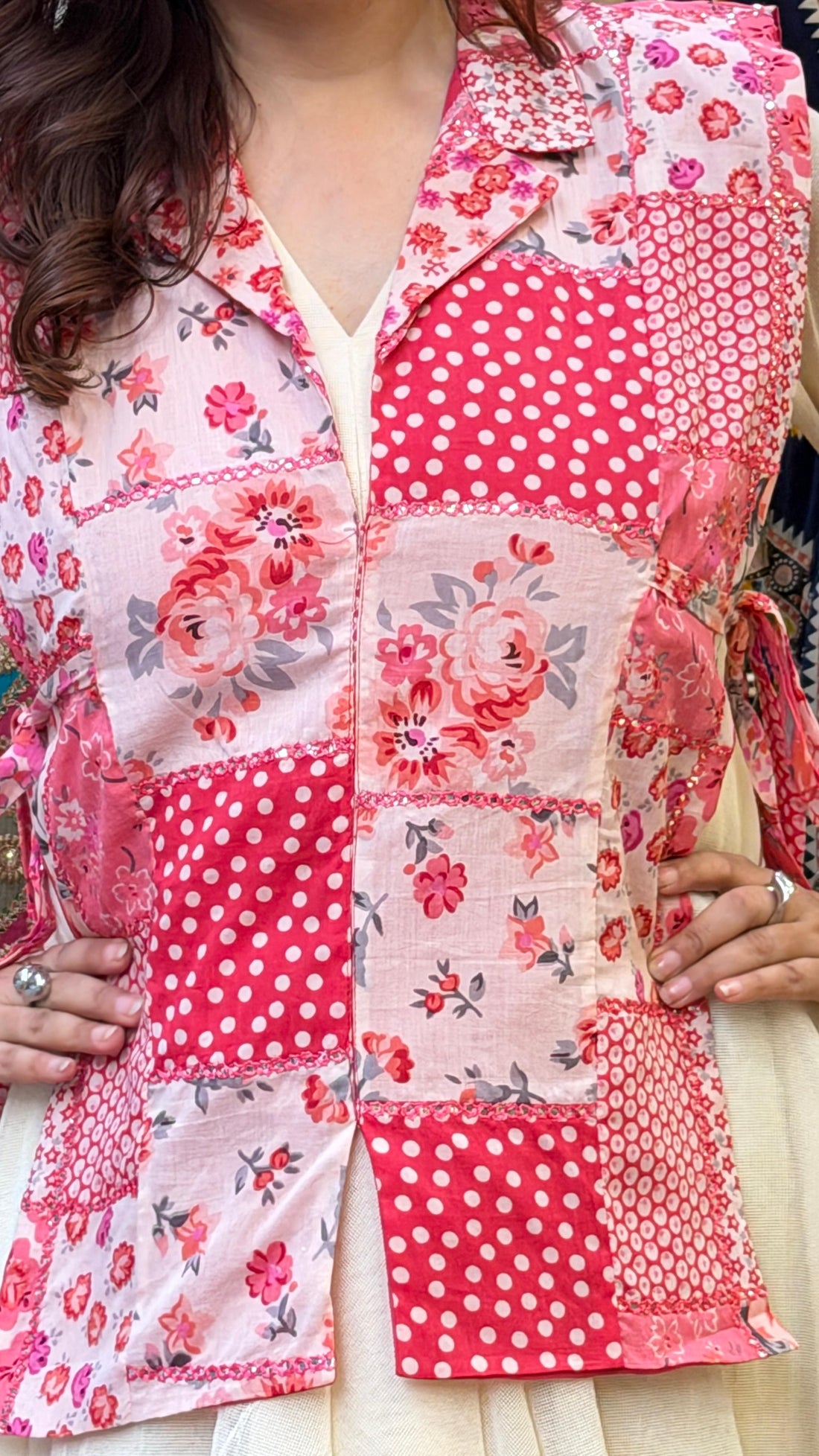 Gulabi Patchwork Layered Dress with Jacket