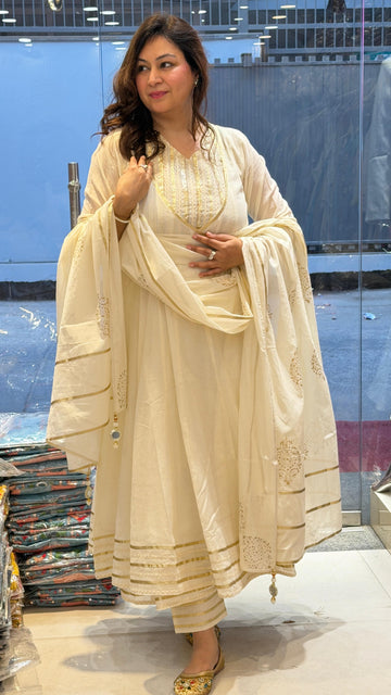 Ivory Suvarna Anarkali Set with Dupatta