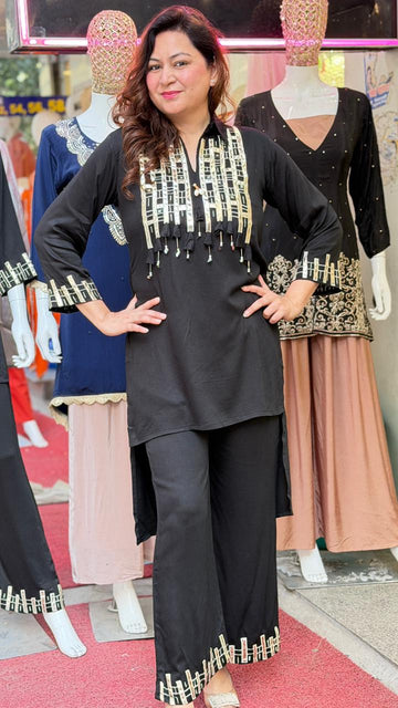 Midnight Black Embroidered Co-Ord Set