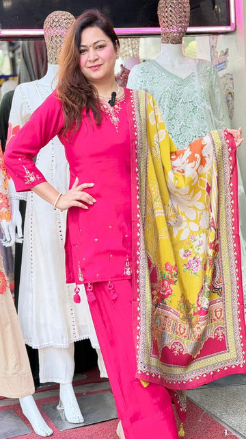 Elegant Designer Kurti Set with Printed Dupatta