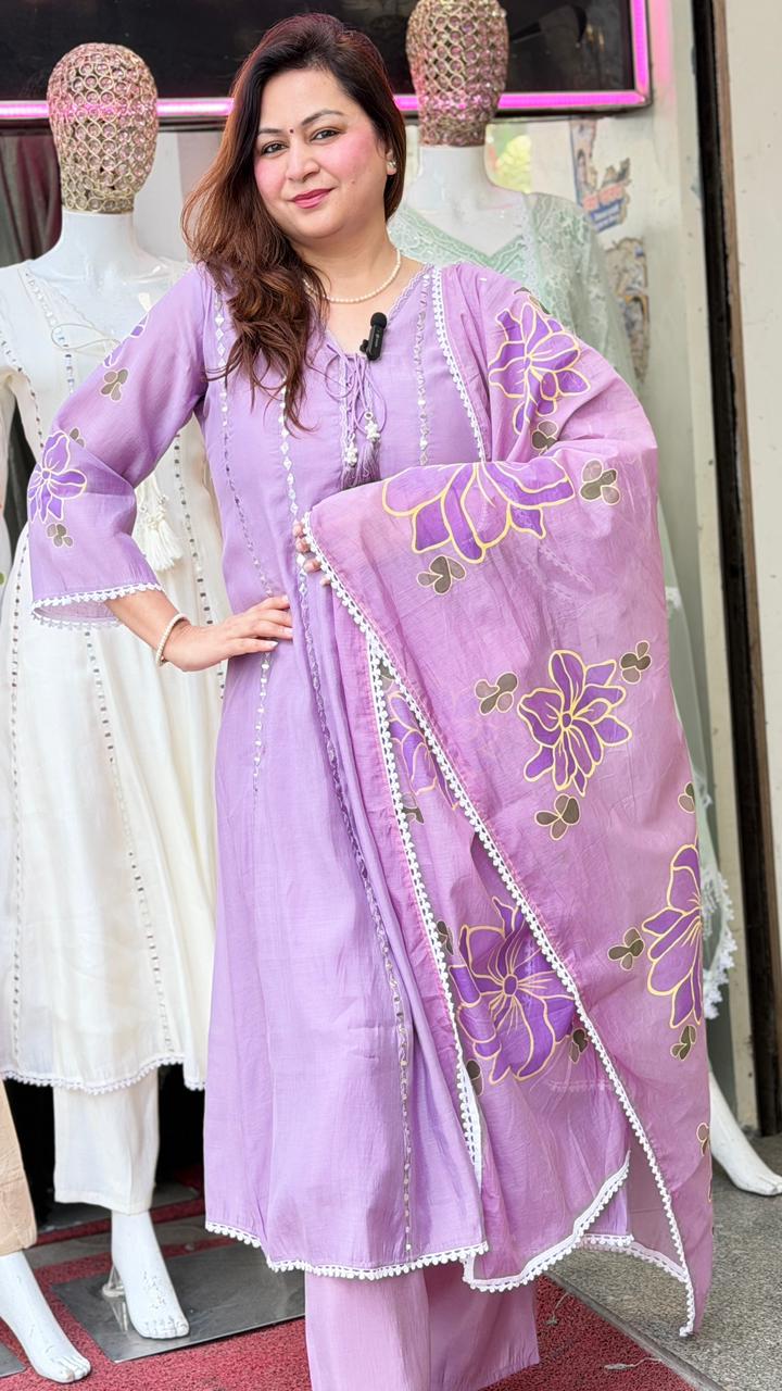 Elegant Designer Anarkali Kurti Set with Printed Dupatta