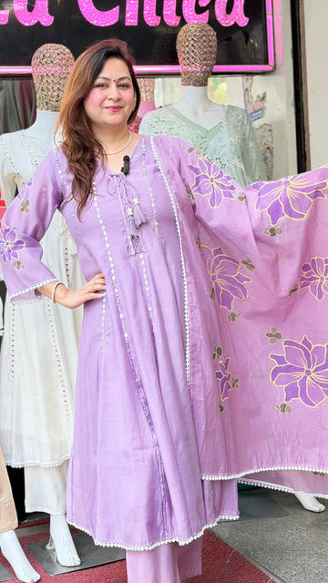Elegant Designer Anarkali Kurti Set with Printed Dupatta
