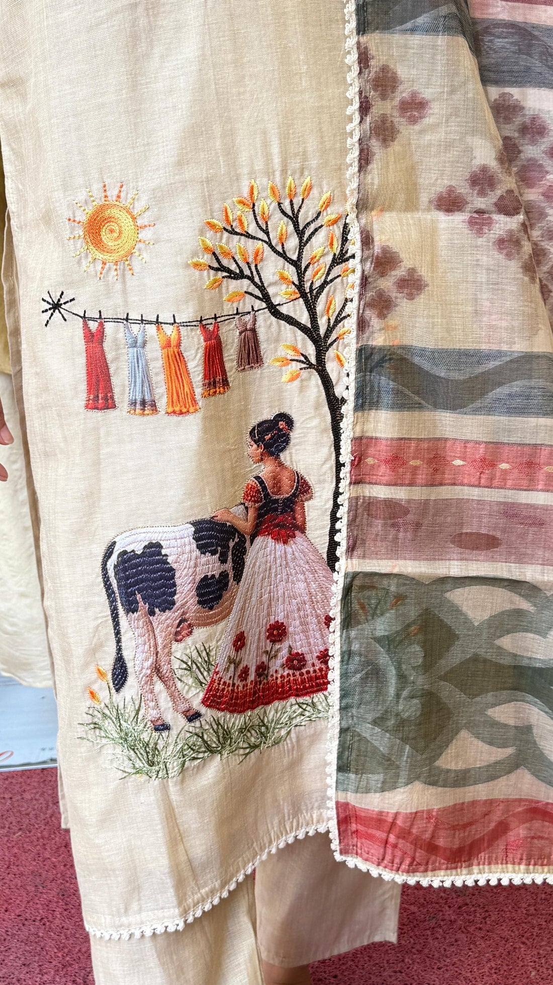 Elegant Printed Cotton Kurta Set with Designer Dupatta