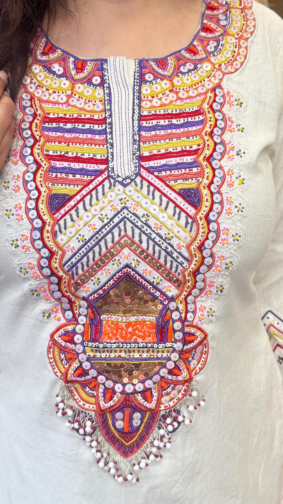 Elegant Embroidered Kurta Flared Pants Set