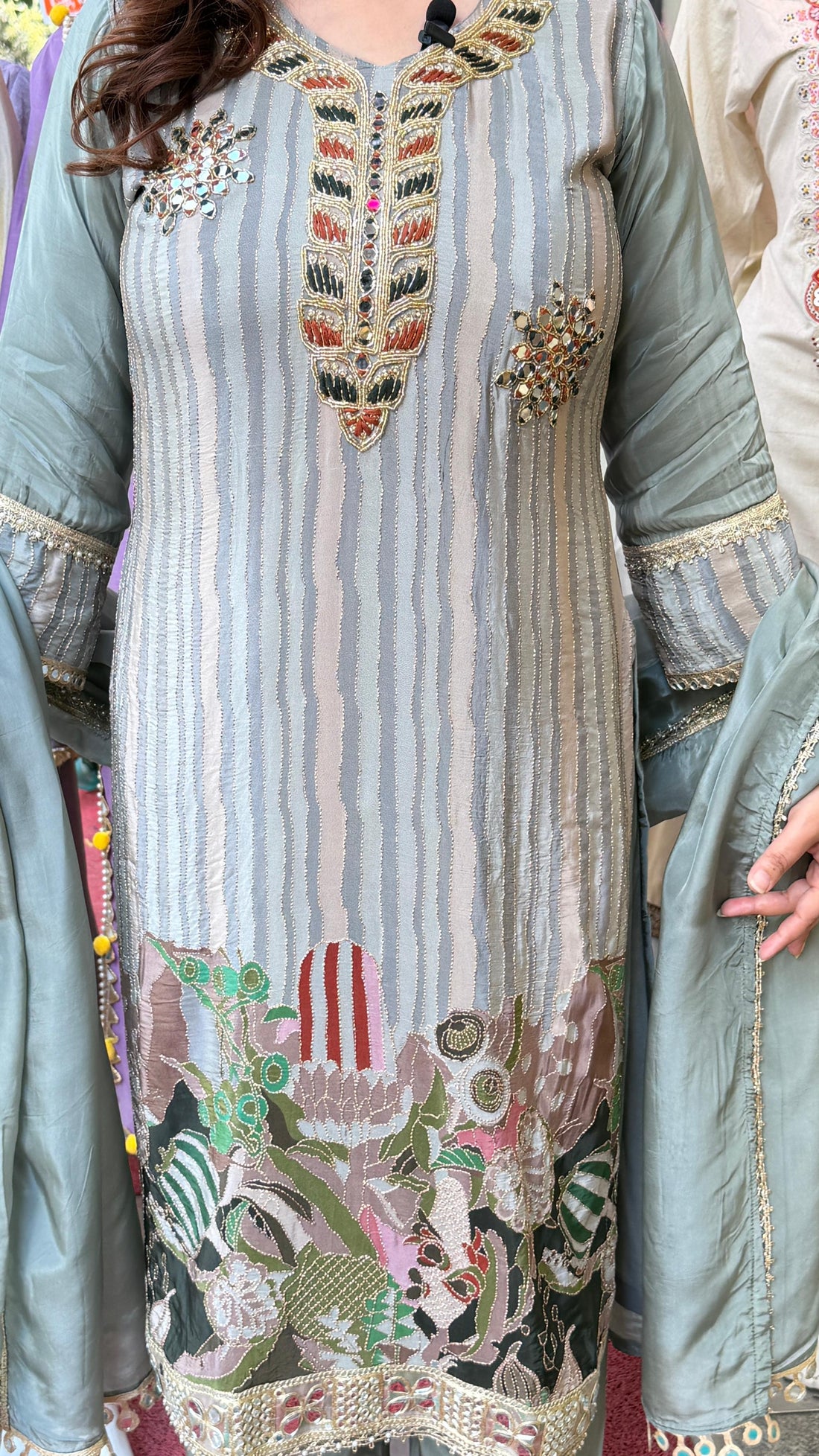Elegant Sea Green Embroidered Kurta Set with Dupatta